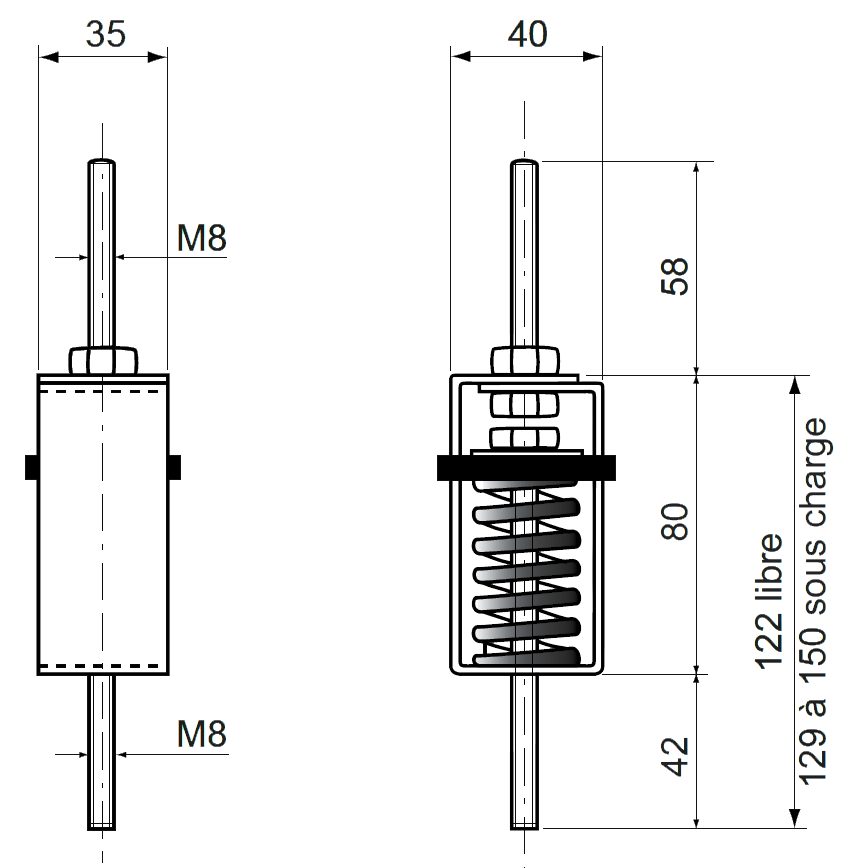 Hutchinson Paulstra VE111 hanger dimensional drawing